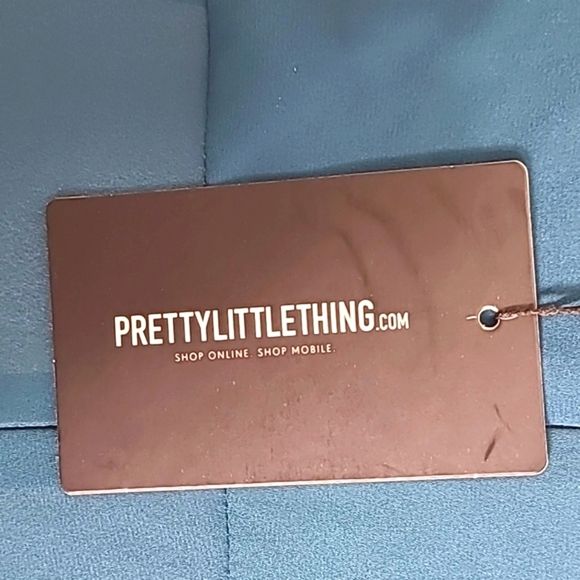 Pretty Little Thing Strapless Green Jumpsuit Pink Accent, Wide Leg Size 12, NWT - Picture 12 of 14